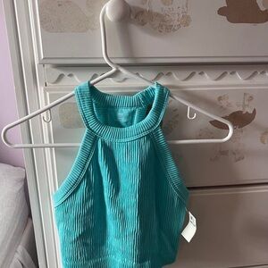 Teal Ribbed Halter Top